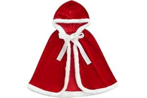 Acuteok Toddler Baby Girls Christmas Costumes Santa Claus Red Hooded Cloak Velvet Cape Poncho Coat Dress-up Clothes