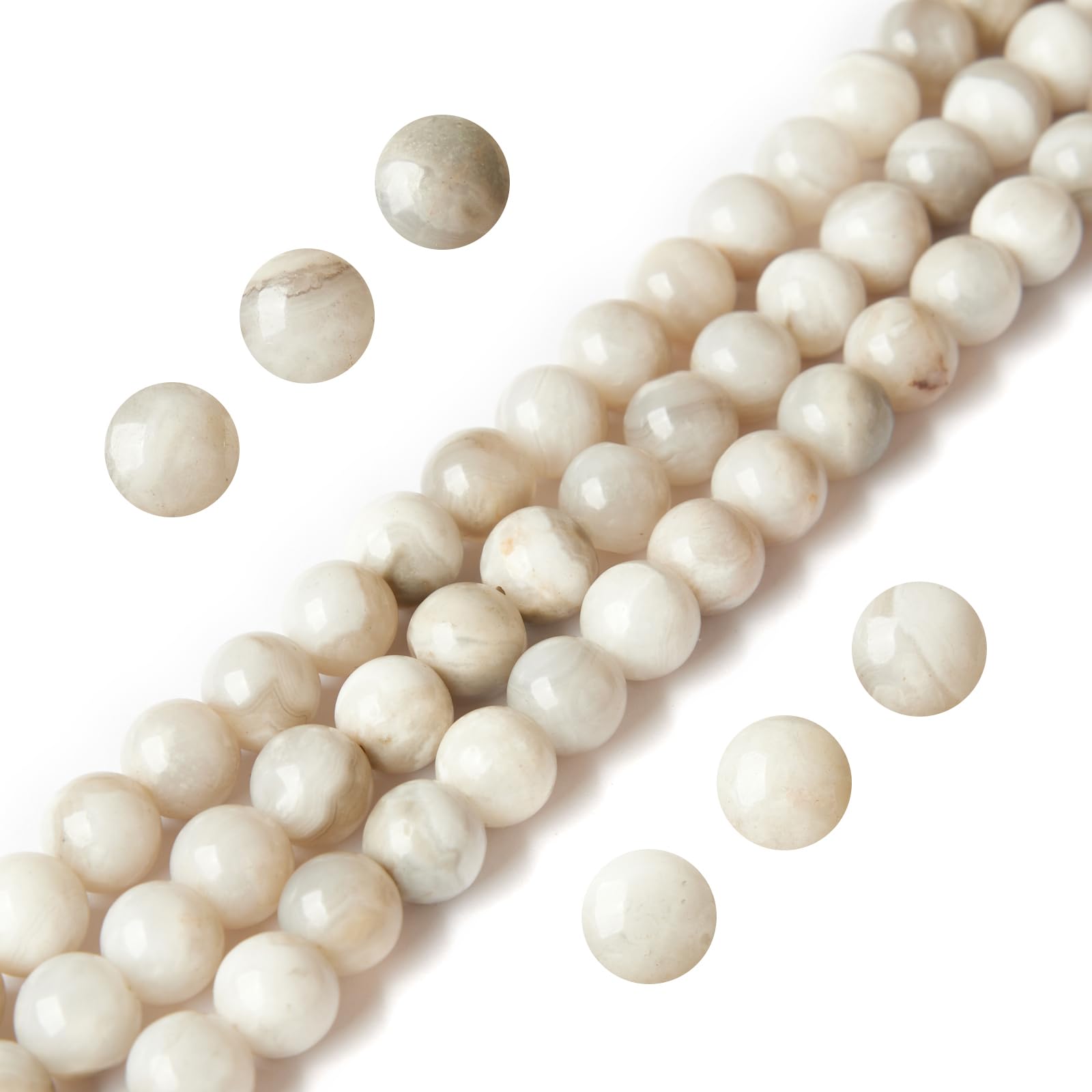 Photo 1 of 100pcs 8mm White Crazy Lace Agate Beads Natural Gemstone Beads Round Loose Beads for Jewelry Making
