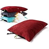 ZOOOBELIVES Down Filled Camping Pillow for Travel, Washable Soft Cover, Small Camp Cushion for Neck & Lumbar Support On-The-Go, Ultralight & Compressible for Hiking Backpacking - AlpliveS2046