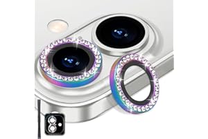 Rayorcon Camera Lens Protector for iPhone 16 & iPhone 16 Plus, Tempered Glass Lens Protector Aluminum Alloy Ring Camera Cover Fits for iPhone 16/iPhone 16 Plus (Diamond Colorful)