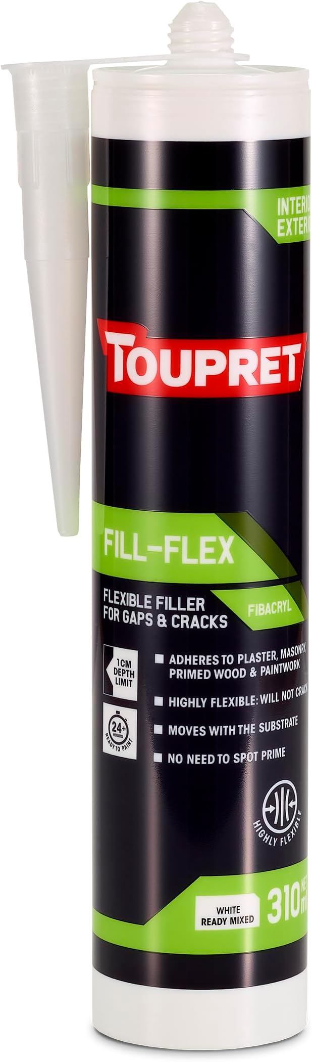 Toupret Fill-Flex 310ml Flexible Filler for Gaps and Cracks Fibacryl