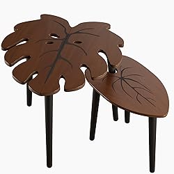 BAMEOS Monstera Leaf Nesting Tables Set of 2, Small