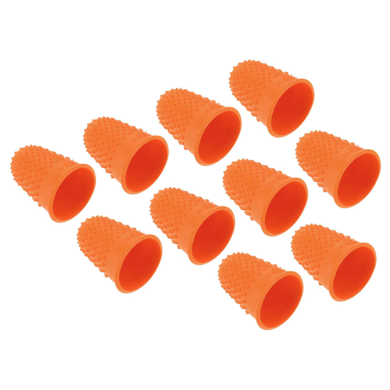 PATIKIL 0.79x1.18 Inch Rubber Finger Tips, 10 Pack Silicone Thumb Fingertip Protector Covers Guard Pads Thimble Grips for Office Counting Sewing, Orange Large Size