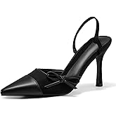 Coutgo Womens Slingback High Heels Bow Tie Closed Pointed Toe Sexy Stiletto Two Tone Dress Pumps Shoes
