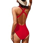 Upopby Women's One Piece Athletic Swimsuit Crisscross Sports Training Racerback Swimwear Plus Size Slimming Bathing Suit