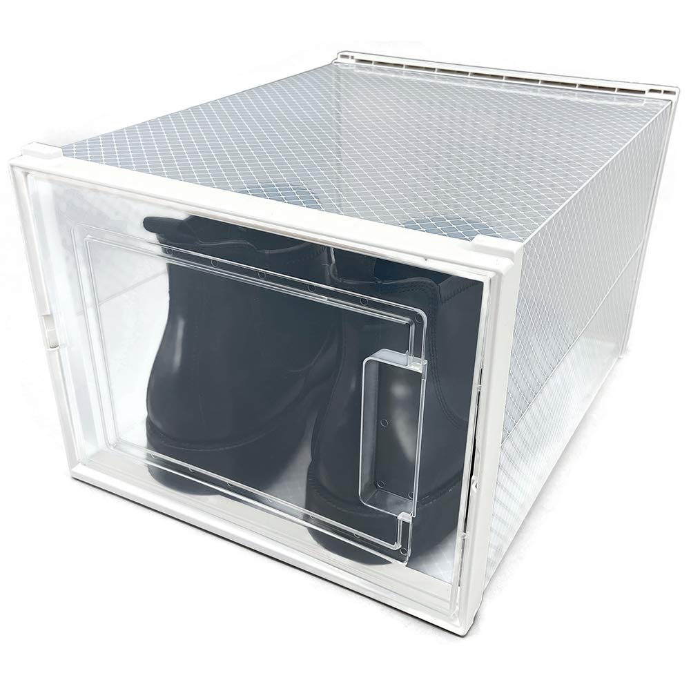 OnDisplayClik Stackable Interlocking Shoe Box System (Large Clear/White, Single Box)