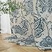 jinchan Linen Curtains for Living Room, Blue Floral Paisley Patterned Curtains 63 Inch Length, Light Filtering Ikat Drapes for Bedroom, Vintage Farmhouse Window Treatments, Grommet Top 2 Panels, Blue