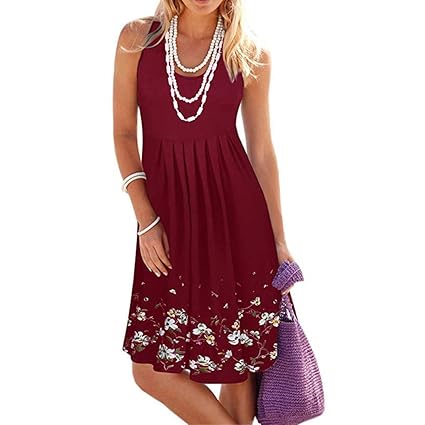 UFACE 2019 Sommerkleid Damen Kleider Sommer Kleid Knielang Trägerkleid Strandkleider Sommerkleider