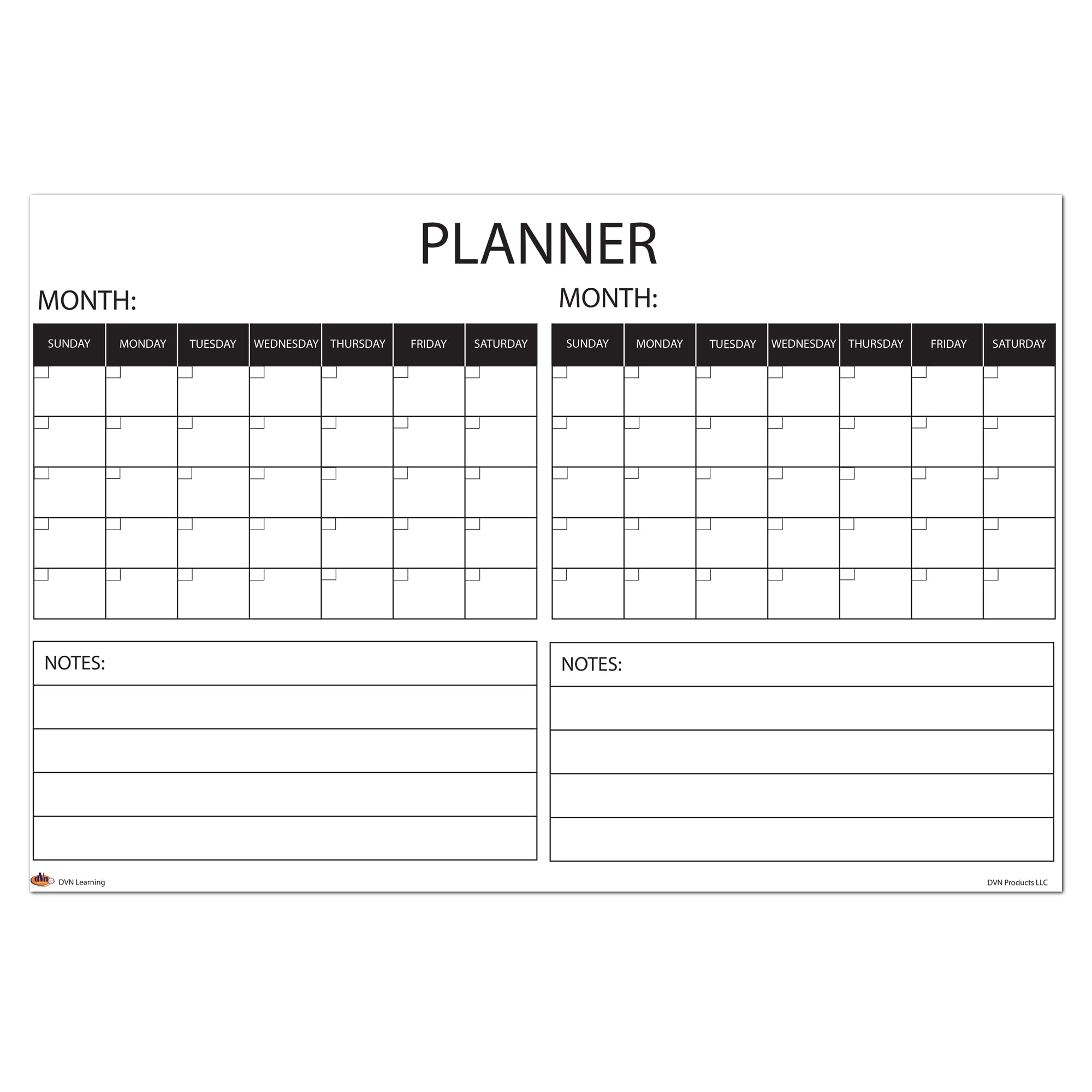 Wall Calendar Large Wet & Dry Erase Laminated Two Month Wall Planner, Size 36" x 24" (Folded Shipping)