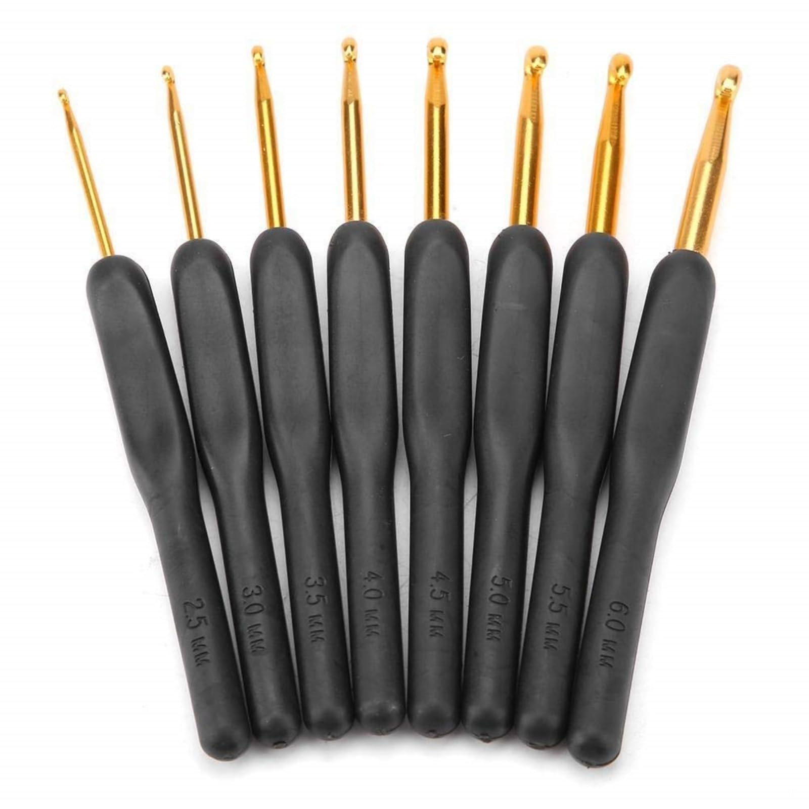 Fictory Crochet Hooks Set, Black ABS Resin Handle Crochet Hooks Kit Aluminum Alloy Hook set Knitting Weave DIY Craft Needles Kit for Hand Sewing Lace Doilies Flower Projects