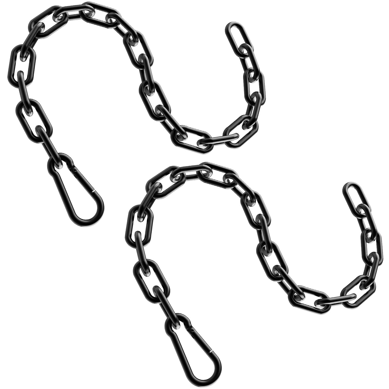 Gate Chain Lock, 23.6 Inch 304 Stainless Steel Chain Fence Gate Latch with Carabiner, Outdoor Hardware Lock Chain for Yards, Pet Cages, Horse Goat Dog Stall Barn and Fence Gates (Black Dia 5mm-2Pcs)