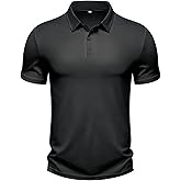 Men's Polo Shirts Summer Short Sleeve Golf Shirt for Men 3 Button Collar T-Shirt Dry Fit Casual Work Athletic Tee Shirts
