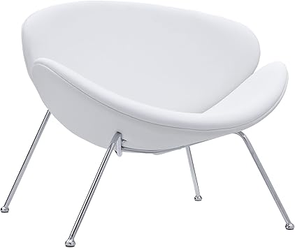 Amazon Com Modway Nutshell Mid Century Modern Faux Leather Accent Lounge Chair In White Furniture Decor