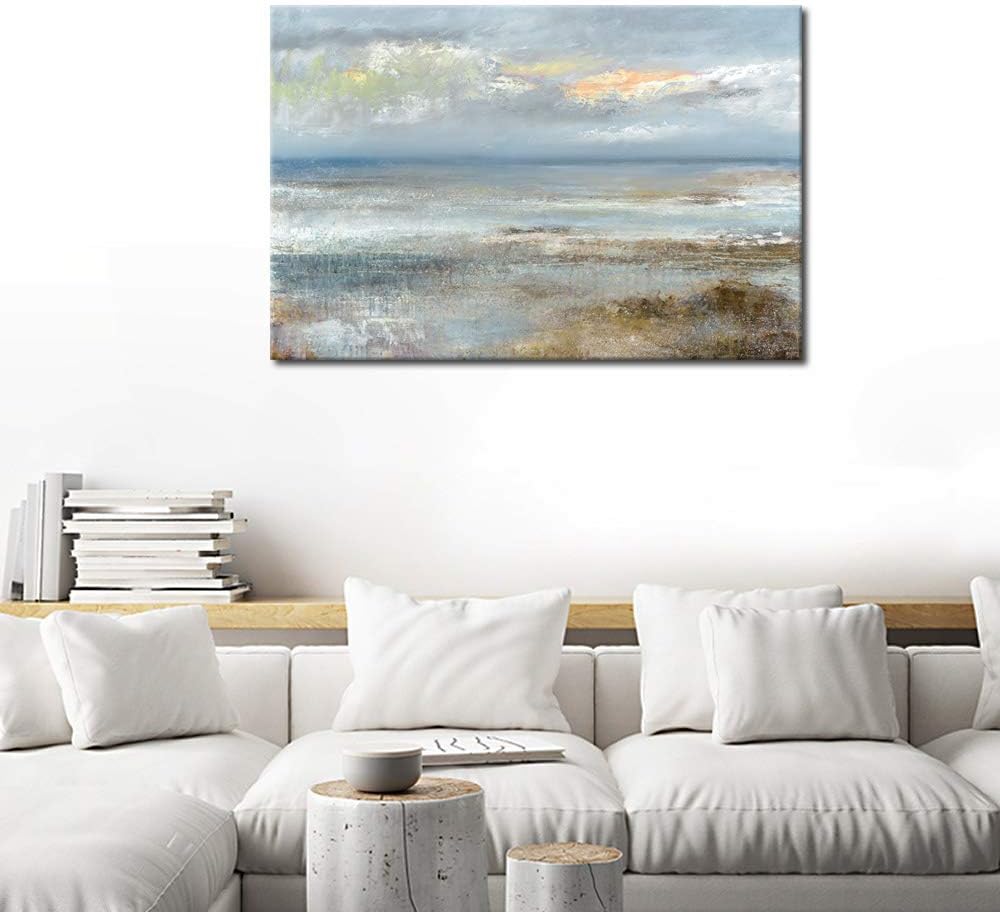 Large Canvas Wall Art Abstract Sea Beach Painting Picture Contemporary Landscape Artwork Wall Art Prints For Living Room Bedroom Office Kitchen Decor Framed Ready To Hang Posters Prints Artwork Cristap Pl