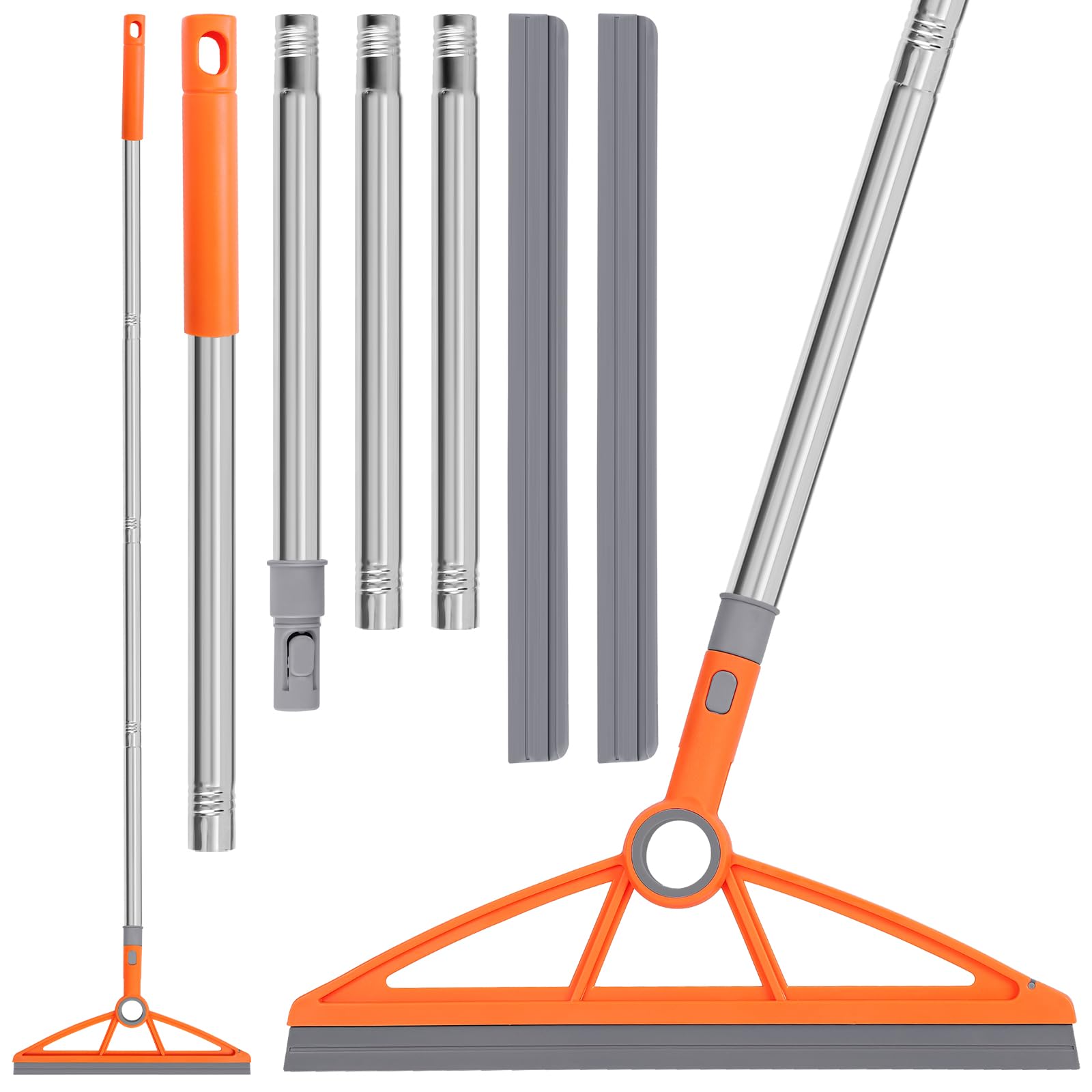 Photo 1 of wlich 2-in-1 Air Broom, 180° Rotating 54 Inch Adjustable Rubber Broom Includes 2 Scraping Strips, Sweep and Silicone Tools with Long Handle for Cleaning Bathrooms, Kitchens, Glass, Tiles, Pet Hair