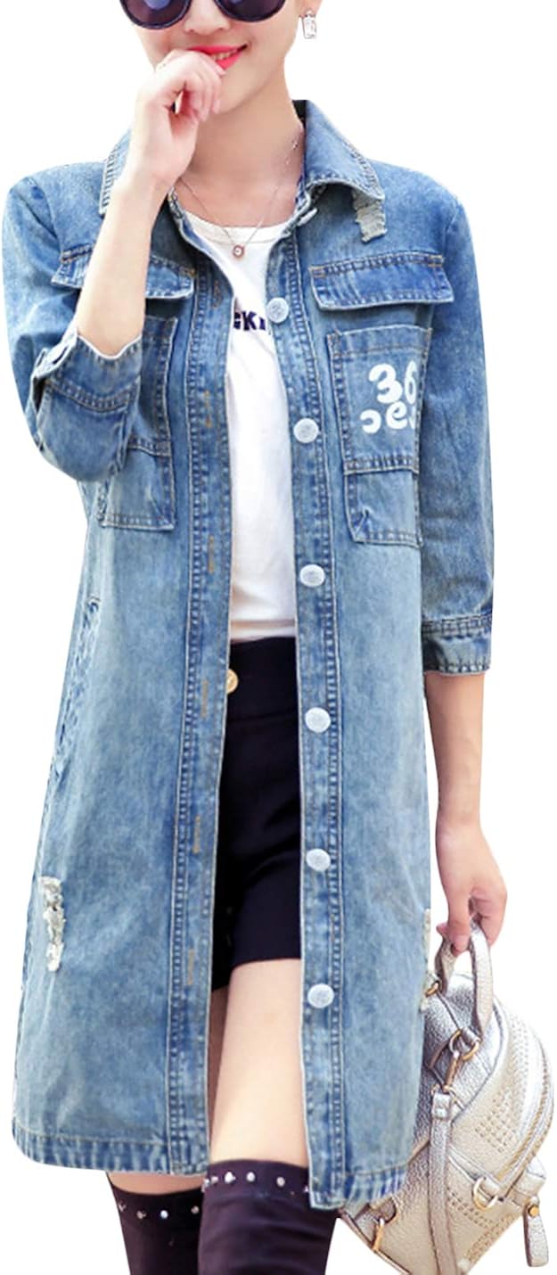 three quarter sleeve jean jacket