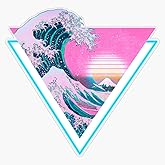 R3S Vaporwave Aesthetic Great Wave Retro Triangle Bumper Sticker Vinyl Decal 5''