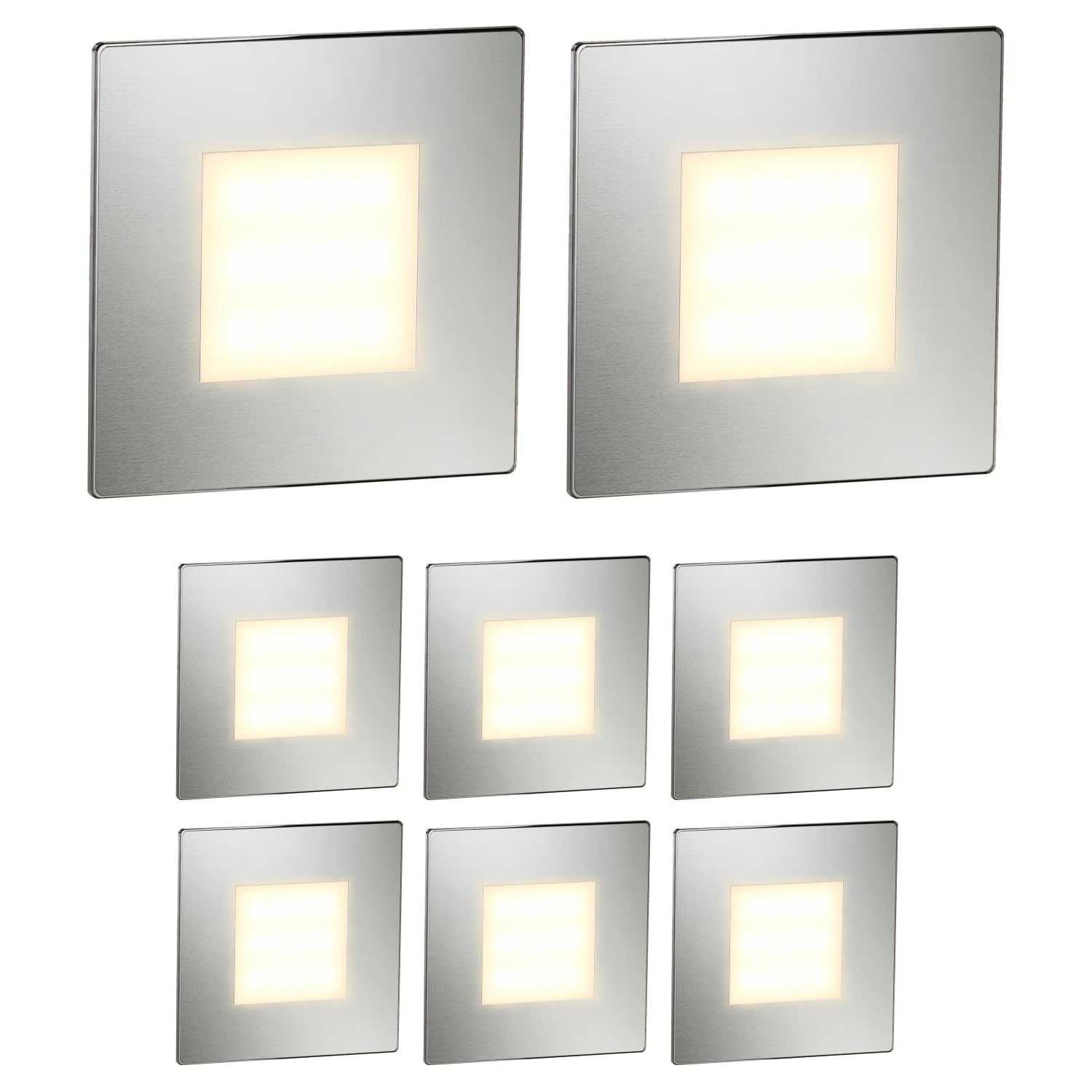 ledscom.de 8 LED Staircase Light/recessed wall Light FEX for Indoor and Outdoor use, Angular, Stainless Steel, 85 x 85mm, Warm White