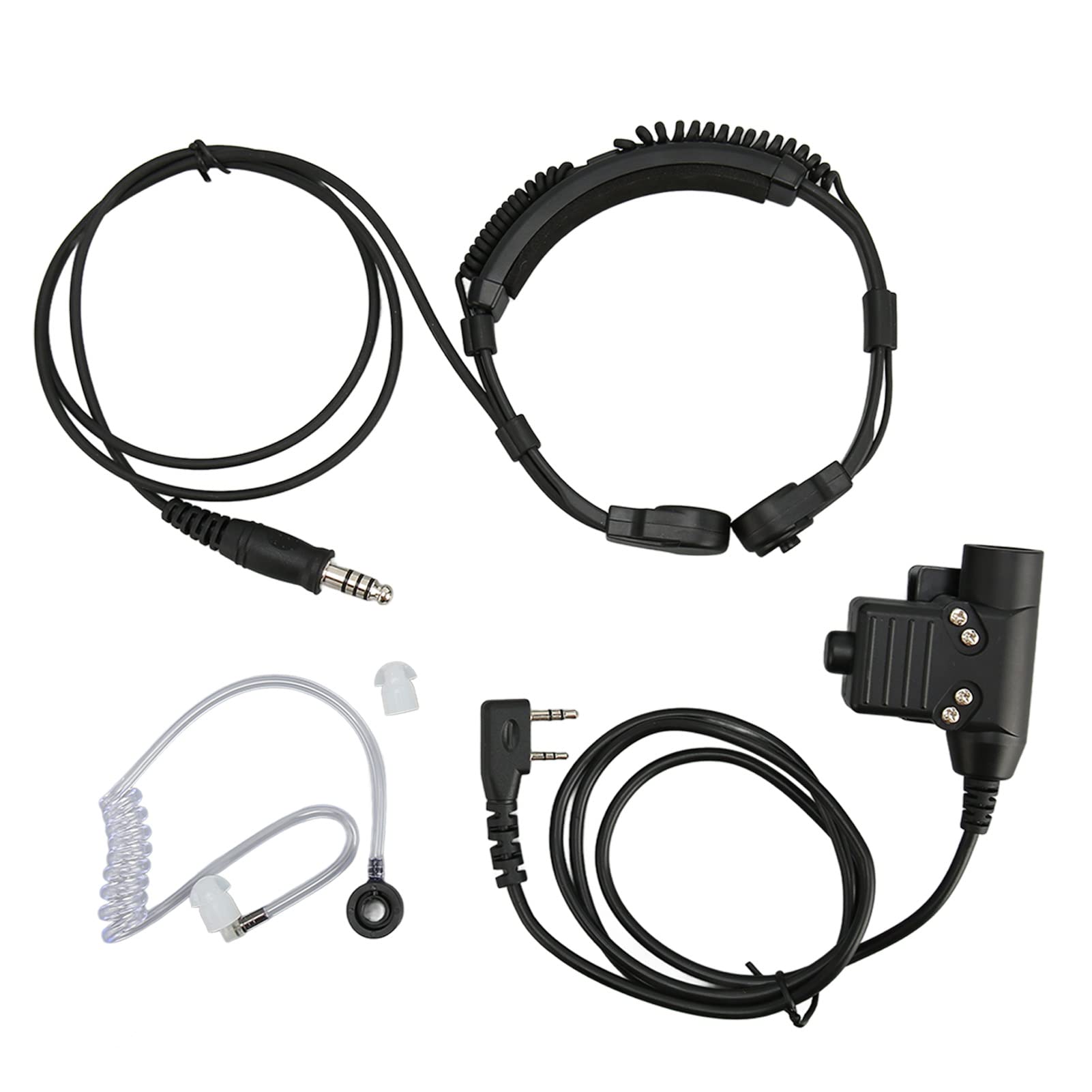 Throat Mic Earpiece Headset Kit with U94 Tactical PTT for Kenwood TK 2107 TK 3107, for Baofeng UV 5R UV 5RA 888S, for Retevis H777 RT7 RT21 RT2 Walkie Talkies 2 Way Radio