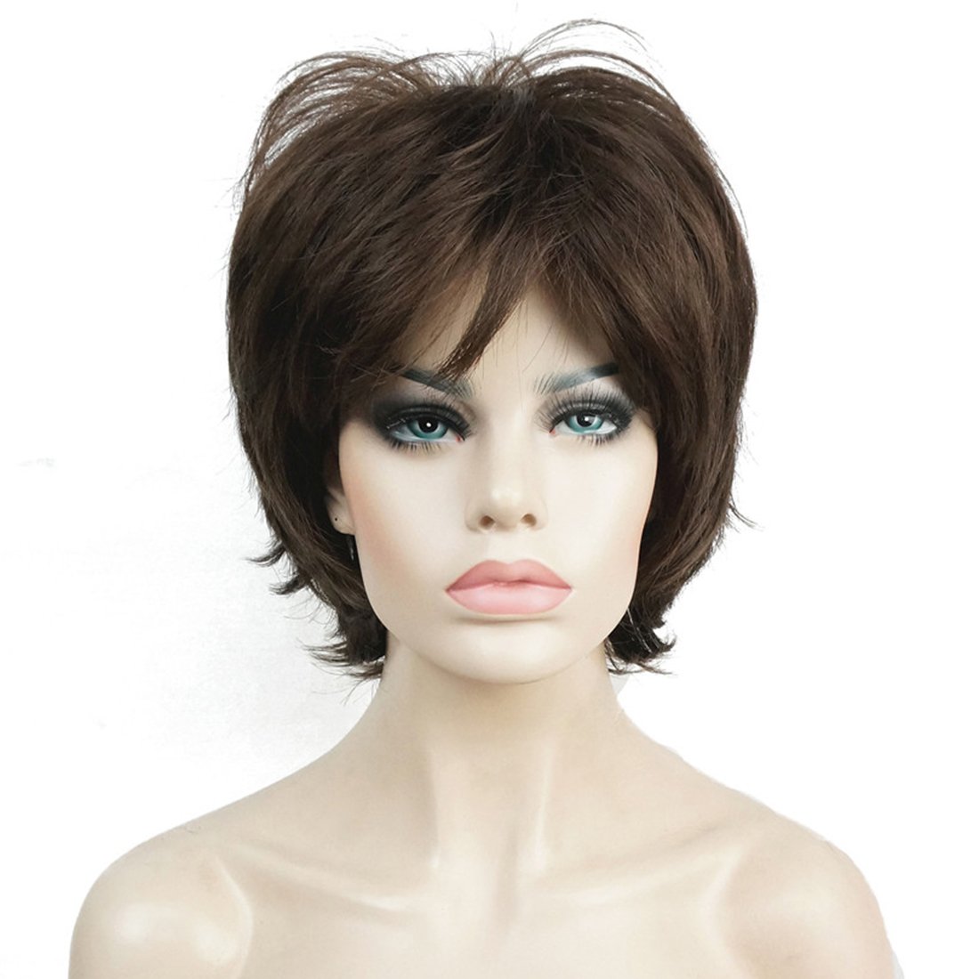 Lydell Short Layered Shaggy Full Synthetic Wig Wigs (Light Chestnut Brown)