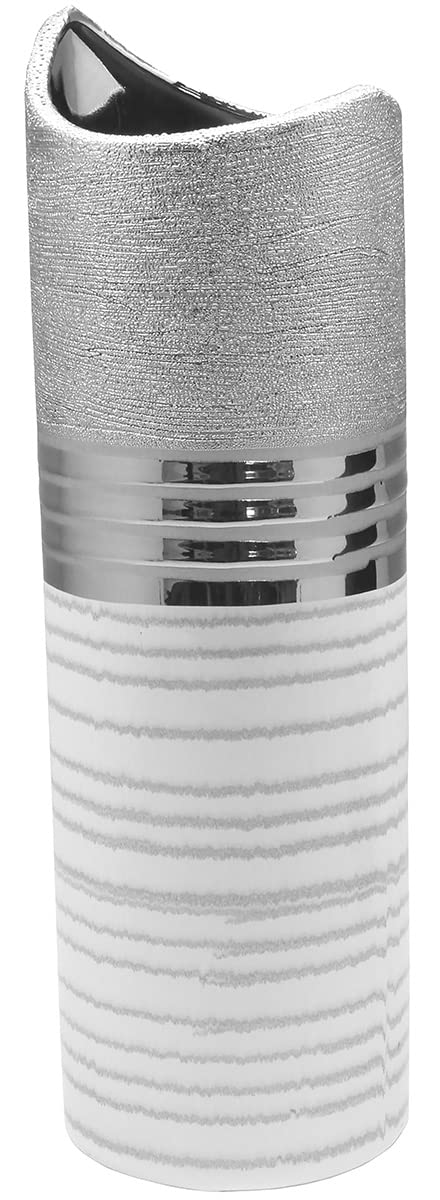 GILDE Lavena 47220 Crescent Moon Vase Silver/White/Light Grey Height 44 cm Width 13 cm Depth 13 cm