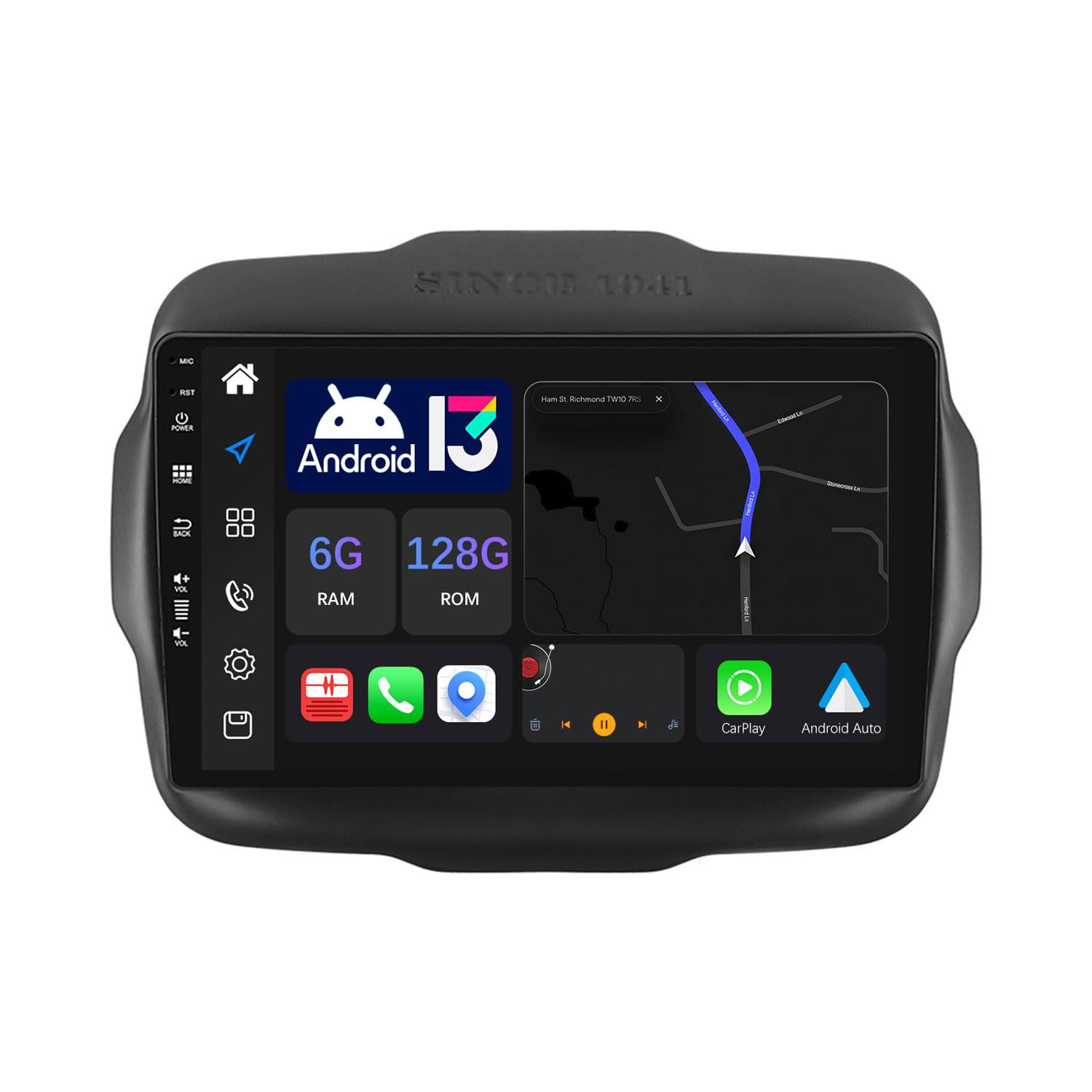 MISONDA 2 Din 9in IPS Touch Screen Android 13 Car Stereo For Jeep Renegade 2016-2019 - [6GB+128GB] - Built-in DSP/Carplay - Free Camera GPS DAB WIFI BT SWC Head unit