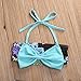 Infant Baby Girls Swimsuit Floral Blue Bowknot Bikini Set Strap Top+Shorts (1-2y, Black)