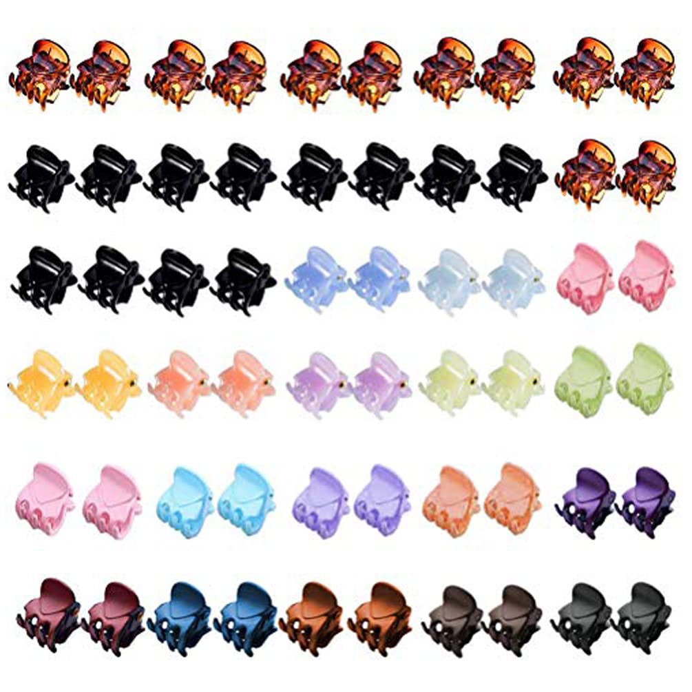 60 Pieces Multi-Colored Mini Hair Clips Small Hair Claw Plastic Hair Jaw Clips for Girls and Women