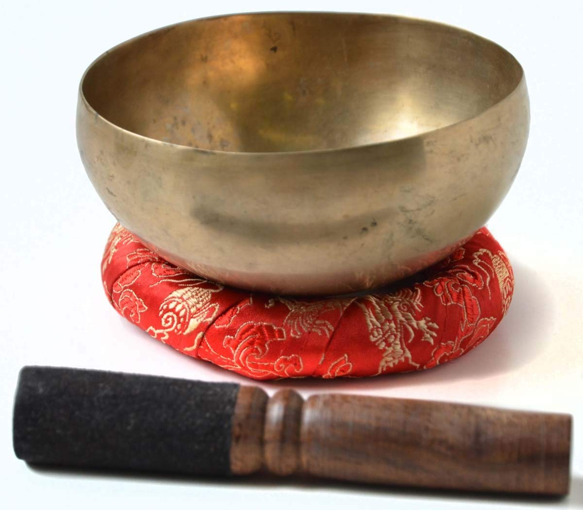 BUDDHAFIGUREN/Billy Held Singing Bowl Type Khopre Handmade, 150 g, 200 g with Accessories