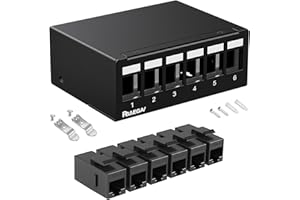 PBAEGAV PBAEGAV Patch Panel 6 Port with 6pcs Cat6 Keystone Jack Shielded No Rust and Durable (1U 6Port Cat6 Keystone Jack Unshielded)