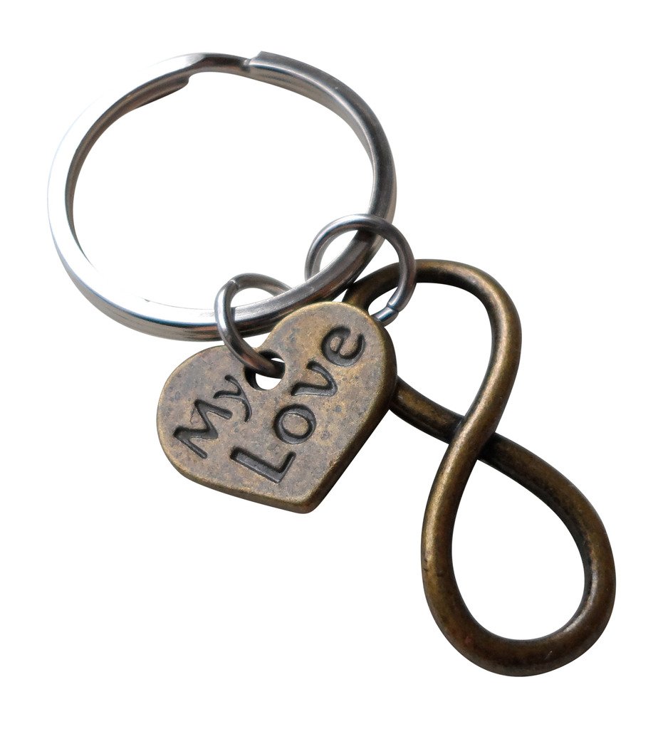 JewelryEveryday My Love Infinity Symbol Keychain - You and Me for Infinity, S, Bronze