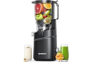AMZCHEF Cold Press Juicers, 6.5" Self-Feeding Juicer Machines for Whole Vegetable & Fruit, Masticating Juice Easy to Clean, H