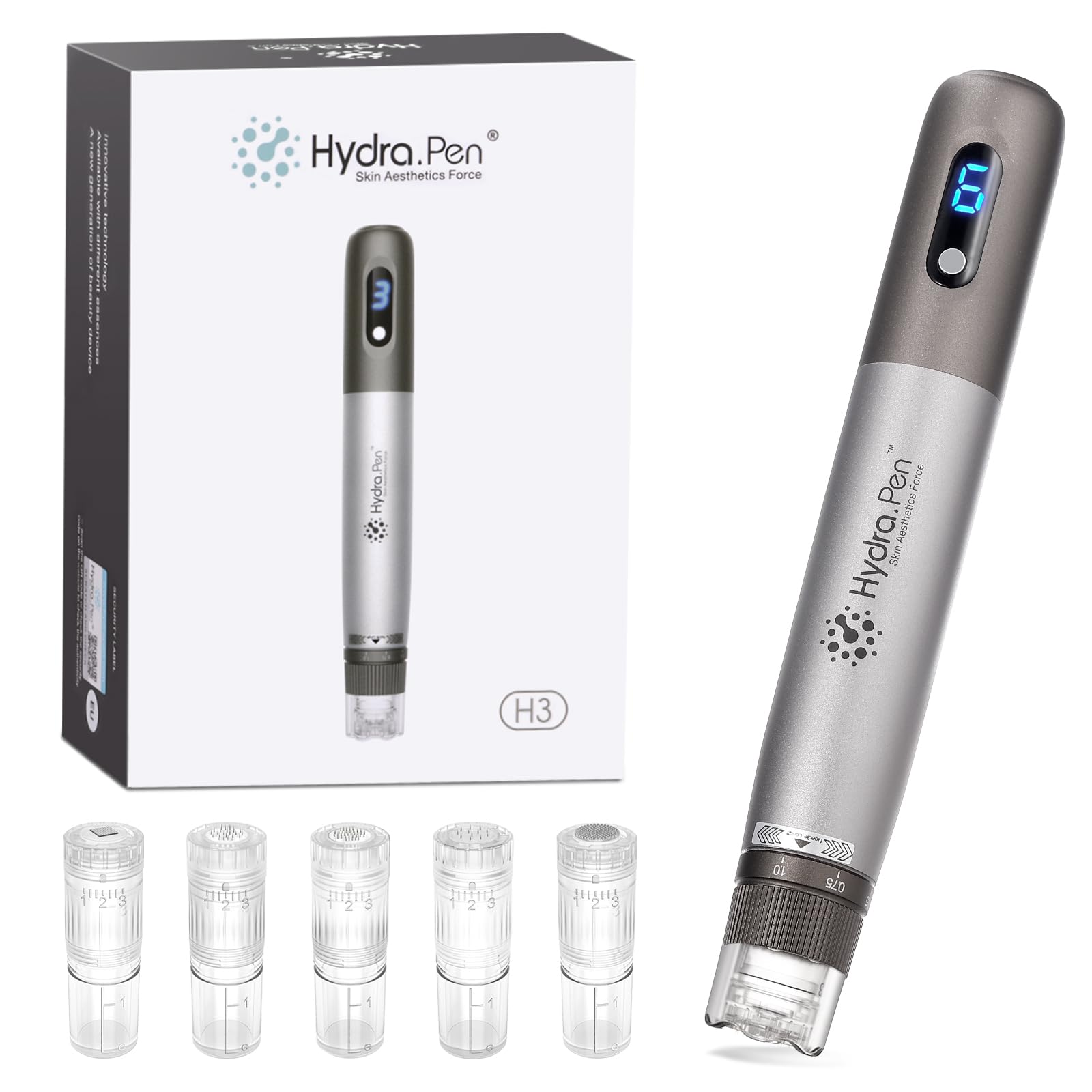 Hydra.Pen H3 Microneedling Pen, Authentic Professional Automatic Serum Applicator Wireless Microneedling with 5Pcs Cartridges(12/24/36/Nano-HR/Nano-HS), for Face/Body/Hair Growth