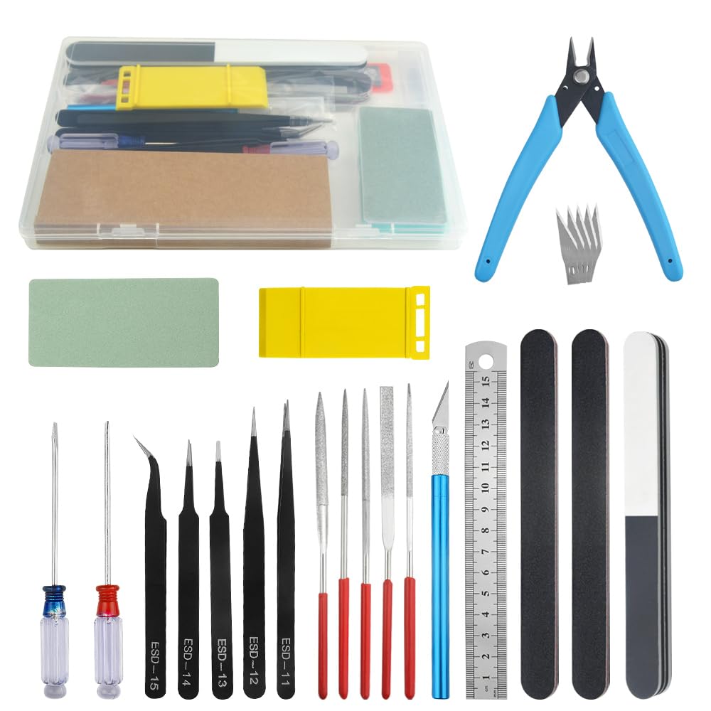 BGTXINGI 25Pcs Model Basic Tools Craft Set Gundam Model Tools Kit with Plastic Box Model Assemble Car Hobby Model Building Repairing and Fixing DIY Craft Kit