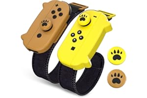 NANANINO Dance Switch Wristband, Wrist Bands for Dance Switch 2023 2022 2021 2020 2019, Adjustable Elastic Straps for Joy-Cons Controller - Yellow and Brown (2 Packs)