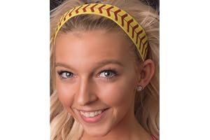 FLEXER NO SLIP SOFTBALL HEADBAND Softball Headband yellow with red Stitching, girls softball headband, softball gift. No slip
