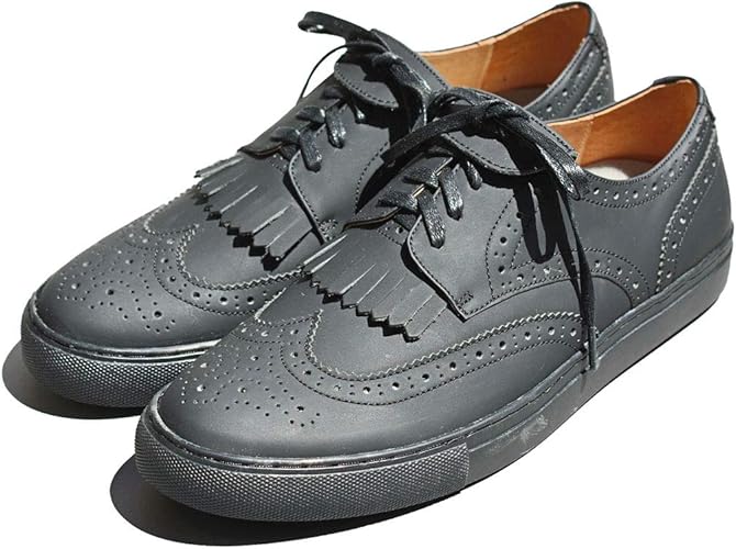 Amazon チャカ ウィングチップ レースアップスニーカー ドレスシューズ 本革 牛革 革靴 レザー 厚底 内羽根 キルト メダリオン 穴飾り フルブローグ パーフォレーション レディース 1251 Djb 24 5cm Mat Black マットブラック 黒 クロッグ