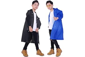 Makonus Kids Rain Jacket, 2 Pack Rain Ponchos for Kids with Hood and Sleeves Reusable Raincoats for Boys and Girls