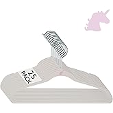 Simplify 25 Pack Kids Velvet Hangers | Slim | Non-Slip Design | Space Saving | Childrens Clothes | Shirts | Pants | Dresses | Baby Nursery | Closet Storage & Organization | White