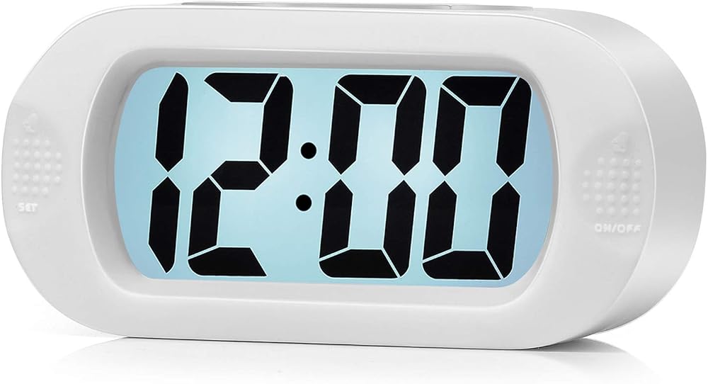 Plumeet Digital Alarm Clock Travel Clock with Snooze Nightlight White