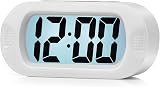 Plumeet Digital Alarm Clock Travel Clock with Snooze Nightlight White