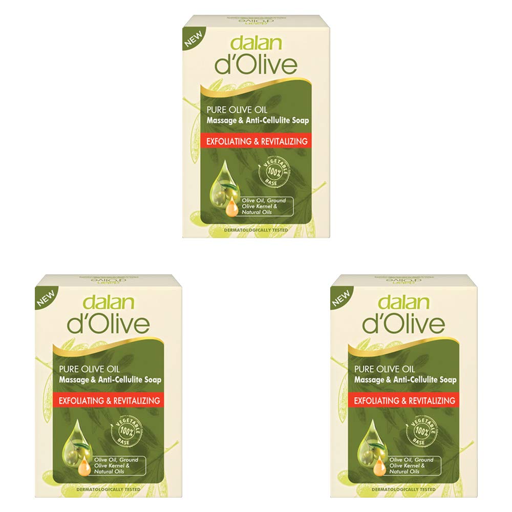 Dalan d'Olive Pure Olive Oil Massage & Anti-Cellulite Soap 150g - Pack of 3