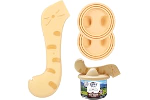 Admaison 3Pcs/Set Pet Food Can Lids & Cat Can Opener,Cute Shape Spoon for Dog,Universal Size BPA Free Silicone Covers,Cat Can Lids for Dog Cat Wet Food Cans Covers Yellow (kitten's Tail)