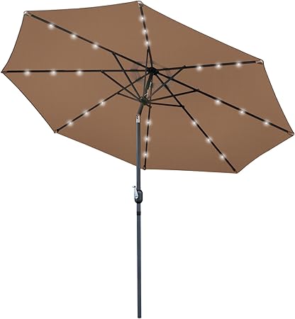 Amazon Com Nova Microdermabrasion 10 Ft Solar Led Lighted Patio Outdoor Umbrella With Tilt Adjustment And Crank Lift Perfect For Patio Garden Backyard Deck Poolside Balcony And Beach Garden Outdoor