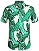 Mens Hawaiian Shirt, Tropical Shirts for Men, Short Sleeve Cotton Button Down Casual Shirts (Large, Green (168-155))