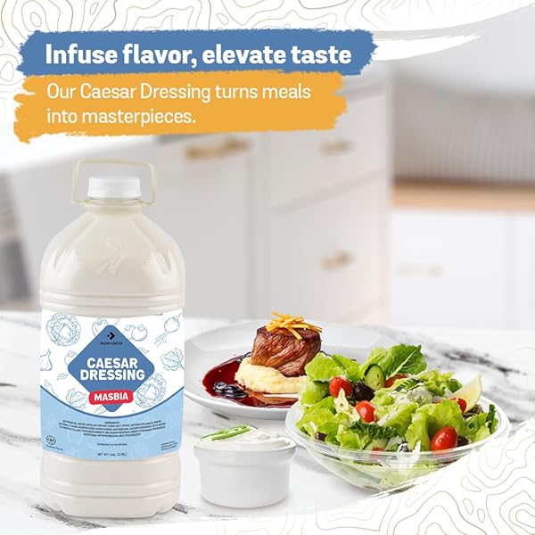 DEPENDABLE FOOD CAESAR DRESSING – 1 GALLON – RICH, CREAMY, TANGY FLAVOR – BULK BOTTLE
