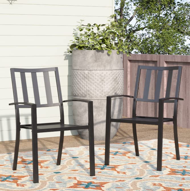 PHI VILLA Patio Dining Chairs, 300Lbs Stackable Wrought Outdoor Metal