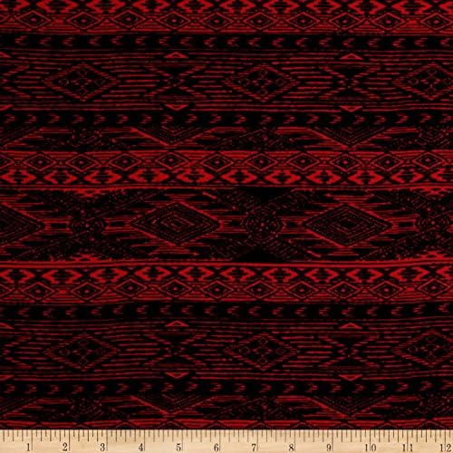 Neiman Brothers Mayan Diamond Stripe Span Jersey Knit Black/Cherry Fabric By The Yard