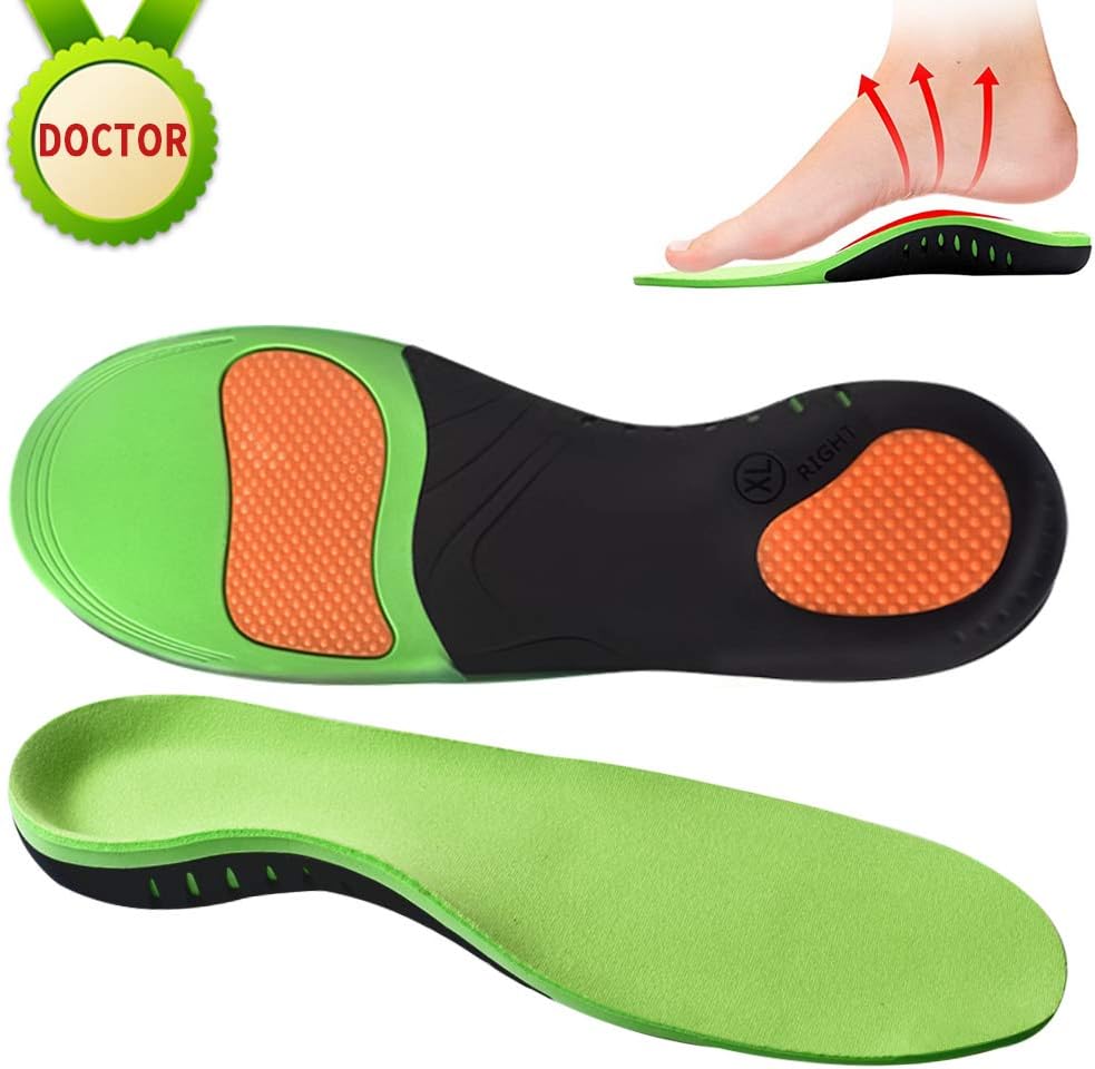 WELAN Shoe Insoles, Arch Supports Insoles - Relieve Foot Pain, Flat Feet, High Arche, Shoe Insoles Gel Plantar Inserts Orthotic Inserts Professional Doctor Recommends for Women Men Kids (Green,L)