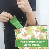 SwirlColor Pack of 2 Portable Stainless Steel Sporks Camping Cutlery Green view 6